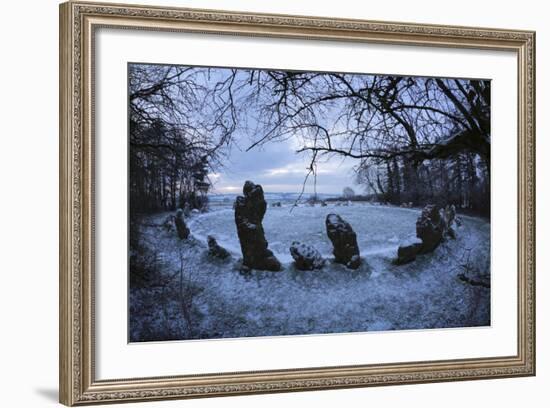 The King's Men in Snow, the Rollright Stones, Near Chipping Norton-Stuart Black-Framed Photographic Print