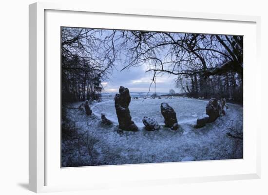 The King's Men in Snow, the Rollright Stones, Near Chipping Norton-Stuart Black-Framed Photographic Print