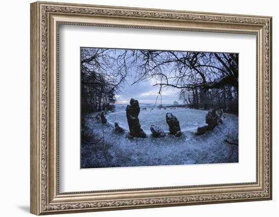 The King's Men in Snow, the Rollright Stones, Near Chipping Norton-Stuart Black-Framed Photographic Print