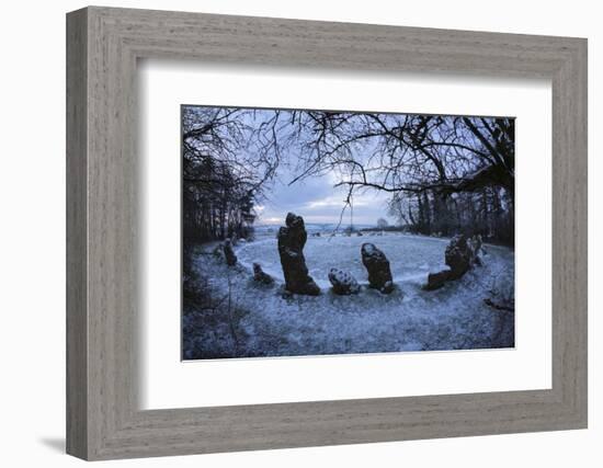 The King's Men in Snow, the Rollright Stones, Near Chipping Norton-Stuart Black-Framed Photographic Print