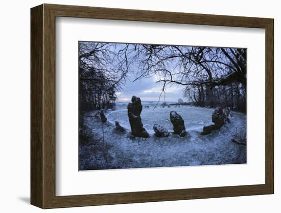 The King's Men in Snow, the Rollright Stones, Near Chipping Norton-Stuart Black-Framed Photographic Print