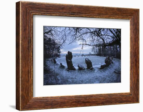 The King's Men in Snow, the Rollright Stones, Near Chipping Norton-Stuart Black-Framed Photographic Print