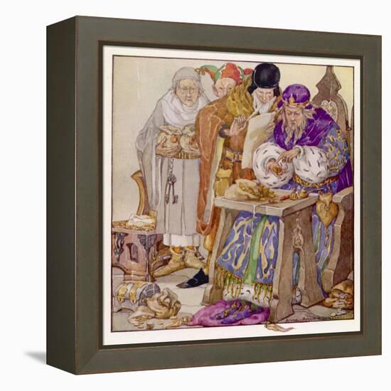 The King was in His Counting- House Counting out His Money-Anne Anderson-Framed Stretched Canvas