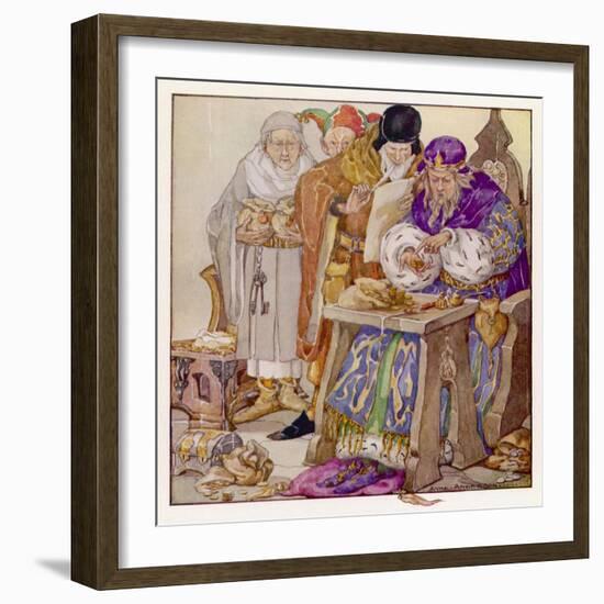 The King was in His Counting- House Counting out His Money-Anne Anderson-Framed Art Print