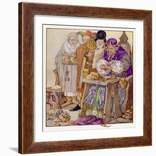 The King was in His Counting- House Counting out His Money-Anne Anderson-Framed Art Print