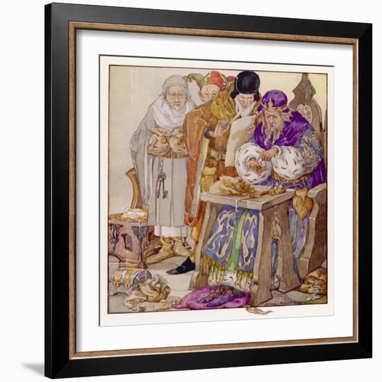 The King was in His Counting- House Counting out His Money-Anne Anderson-Framed Art Print