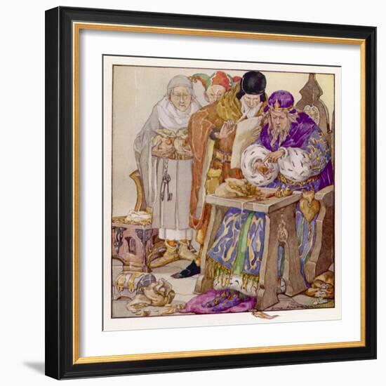 The King was in His Counting- House Counting out His Money-Anne Anderson-Framed Art Print