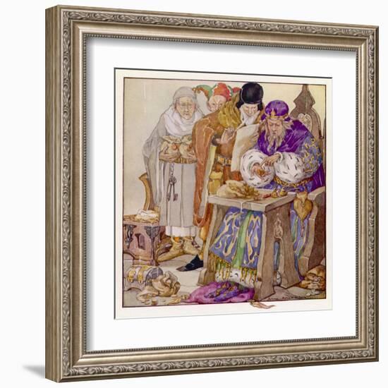 The King was in His Counting- House Counting out His Money-Anne Anderson-Framed Art Print