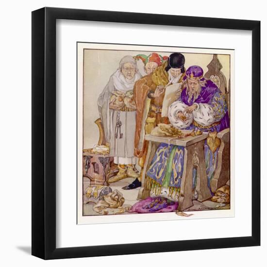 The King was in His Counting- House Counting out His Money-Anne Anderson-Framed Art Print