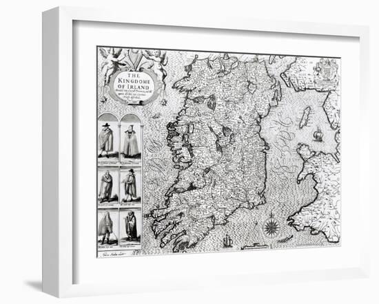 The Kingdom of Ireland, "Theatre of the Empire of Great Britain", 1610-John Speed-Framed Giclee Print