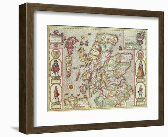 The Kingdome of Scotland, Engraved by Jodocus Hondius-John Speed-Framed Giclee Print