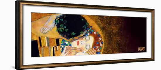 The Kiss, c.1907 (darkened detail)-Gustav Klimt-Framed Art Print