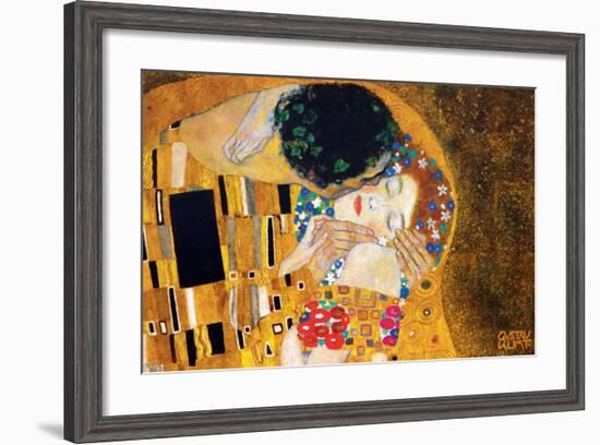 The Kiss, c.1907 (detail)-Gustav Klimt-Framed Premium Giclee Print