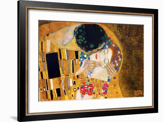 The Kiss, c.1907 (detail)-Gustav Klimt-Framed Premium Giclee Print
