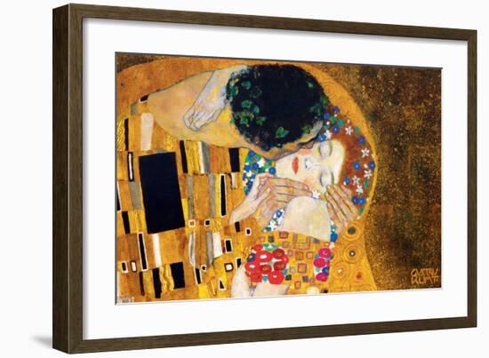 The Kiss, c.1907 (detail)-Gustav Klimt-Framed Premium Giclee Print