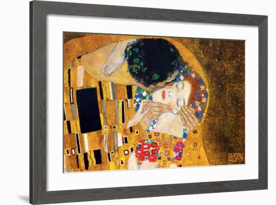 The Kiss, c.1907 (detail)-Gustav Klimt-Framed Premium Giclee Print