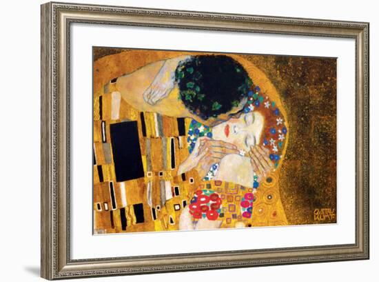 The Kiss, c.1907 (detail)-Gustav Klimt-Framed Premium Giclee Print