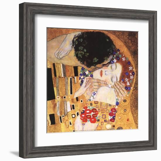 The Kiss (detail)-Gustav Klimt-Framed Art Print