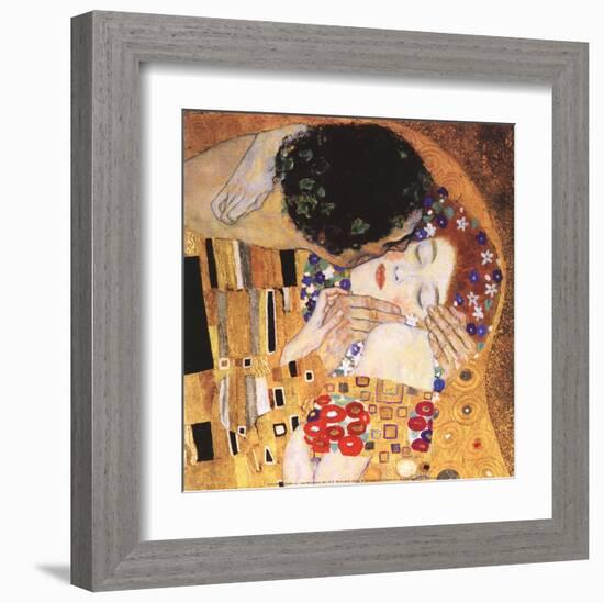 The Kiss (detail)-Gustav Klimt-Framed Art Print