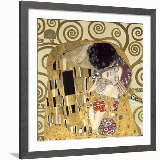 The Kiss (detail)-Gustav Klimt-Framed Art Print