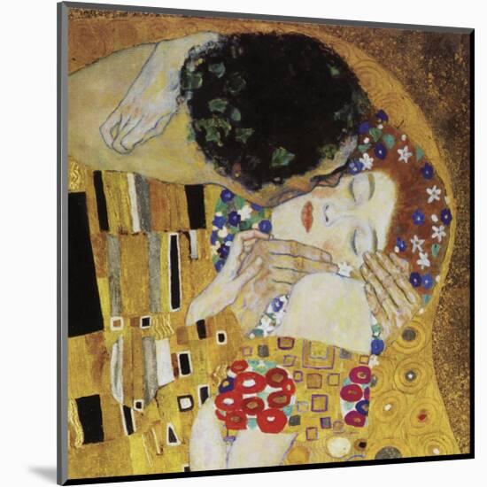 The Kiss (detail)-Gustav Klimt-Mounted Art Print