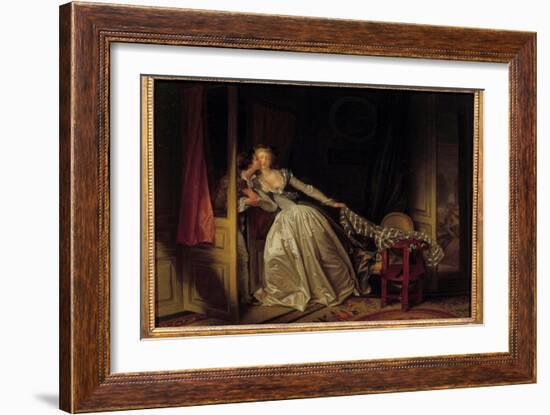 The Kiss Flies, 1788 (Oil on Canvas)-Jean-Honore Fragonard-Framed Giclee Print