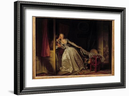 The Kiss Flies, 1788 (Oil on Canvas)-Jean-Honore Fragonard-Framed Giclee Print