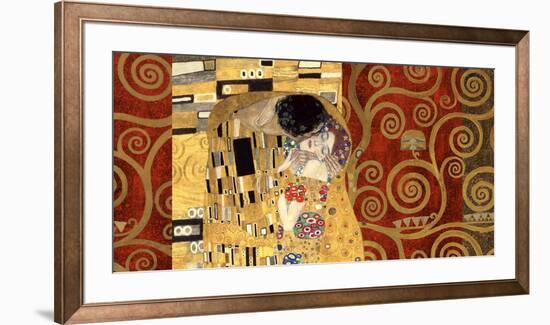 The Kiss (gold montage)-Gustav Klimt-Framed Art Print