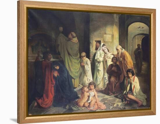 The Kiss of Peace in the Catacombs-Charles Louis Fredy de Coubertin-Framed Premier Image Canvas