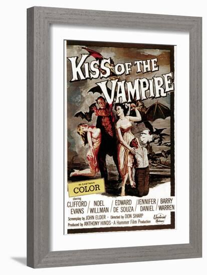 The Kiss of the Vampire, 1963-null-Framed Art Print