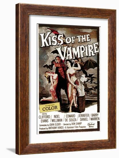 The Kiss of the Vampire, 1963-null-Framed Art Print