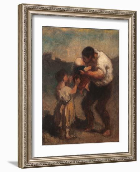 The Kiss or Father and Child-Honoré Daumier-Framed Giclee Print