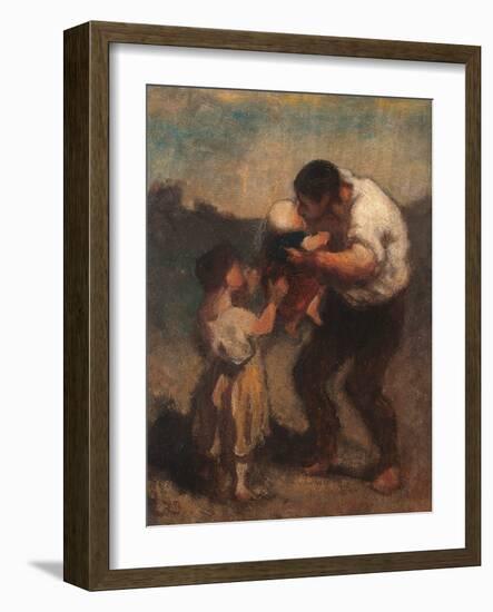 The Kiss or Father and Child-Honoré Daumier-Framed Giclee Print