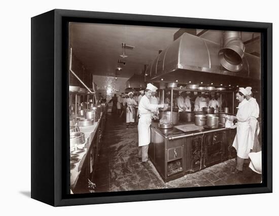 The Kitchen at the Ritz-Carlton Hotel, c.1910-11-Byron Company-Framed Premier Image Canvas