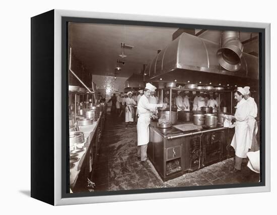 The Kitchen at the Ritz-Carlton Hotel, c.1910-11-Byron Company-Framed Premier Image Canvas