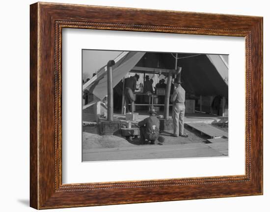 The kitchen in the camp for white flood refugees at Forrest City, Arkansas, 1937-Walker Evans-Framed Photographic Print