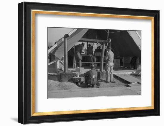 The kitchen in the camp for white flood refugees at Forrest City, Arkansas, 1937-Walker Evans-Framed Photographic Print