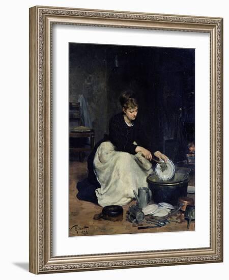 The Kitchen Maid Washing-Up-Victor Gabriel Gilbert-Framed Giclee Print