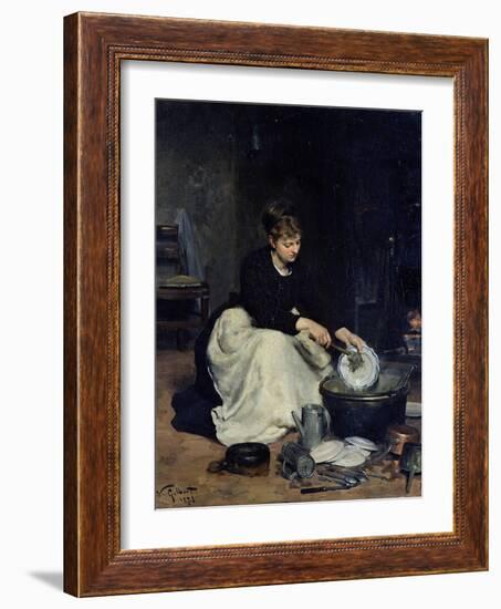 The Kitchen Maid Washing-Up-Victor Gabriel Gilbert-Framed Giclee Print