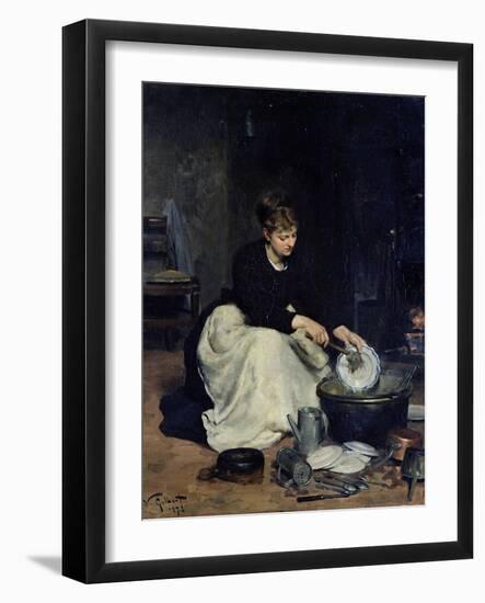 The Kitchen Maid Washing-Up-Victor Gabriel Gilbert-Framed Giclee Print