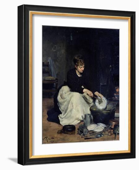 The Kitchen Maid Washing-Up-Victor Gabriel Gilbert-Framed Giclee Print