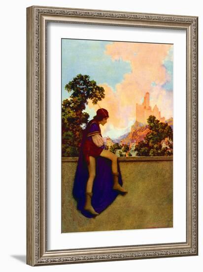 The Knave Watching Violetta Depart-Maxfield Parrish-Framed Art Print