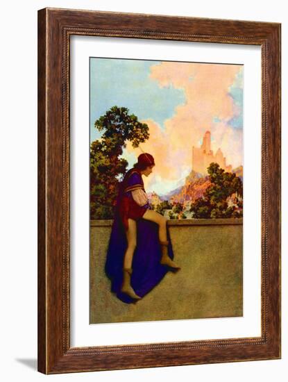 The Knave Watching Violetta Depart-Maxfield Parrish-Framed Art Print