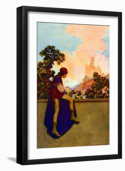 The Knave Watching Violetta Depart-Maxfield Parrish-Framed Art Print