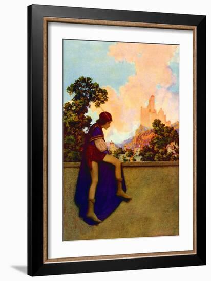 The Knave Watching Violetta Depart-Maxfield Parrish-Framed Art Print