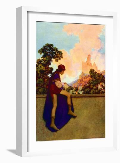 The Knave Watching Violetta Depart-Maxfield Parrish-Framed Art Print