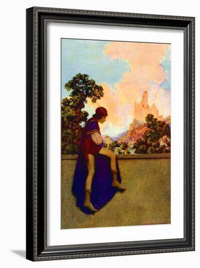 The Knave Watching Violetta Depart-Maxfield Parrish-Framed Art Print