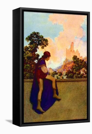 The Knave Watching Violetta Depart-Maxfield Parrish-Framed Stretched Canvas