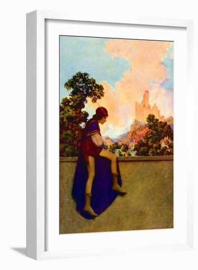 The Knave Watching Violetta Depart-Maxfield Parrish-Framed Art Print