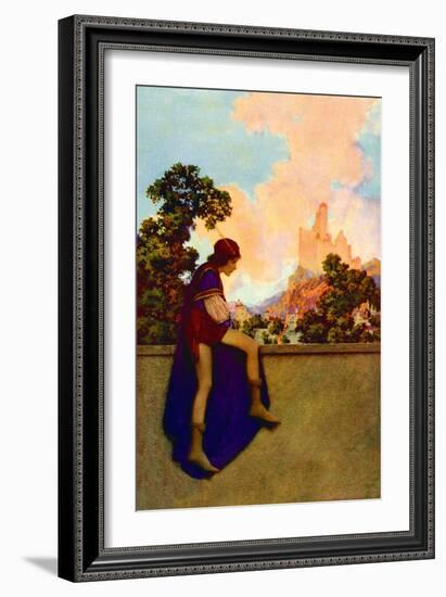 The Knave Watching Violetta Depart-Maxfield Parrish-Framed Art Print